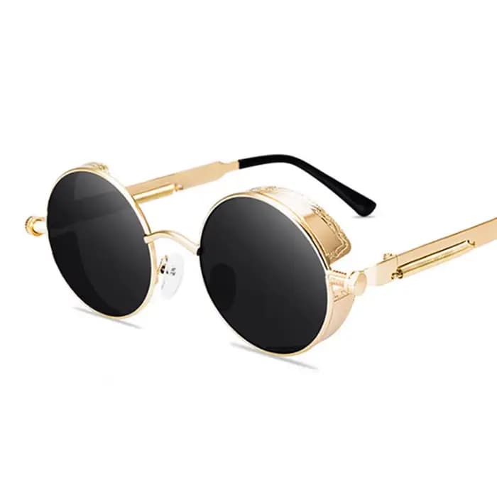Lunettes de Soleil Rondes Gothiques Steampunk pour Homme et Femme