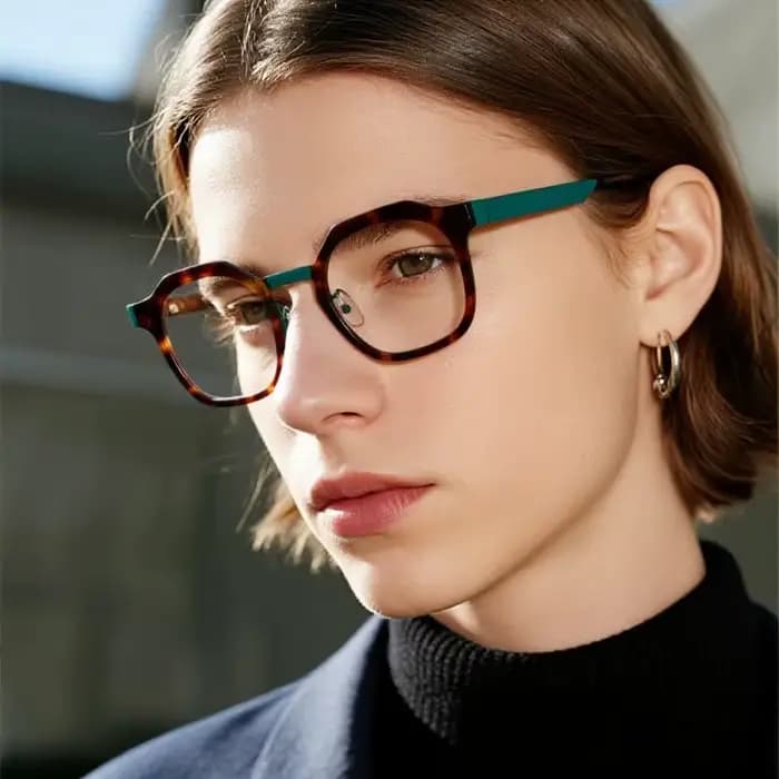 Lunettes d'art à la mode en acétate avec cadre rond en métal
