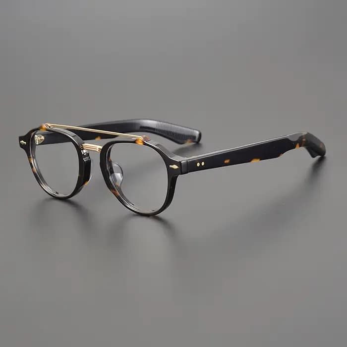 Lunettes ovales à Double faisceau en acétate faites à la main pour hommes