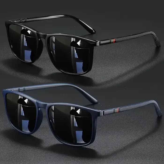 2 paires de lunettes de soleil de luxe carrées vintage décontractées et tendance pour hommes et femmes