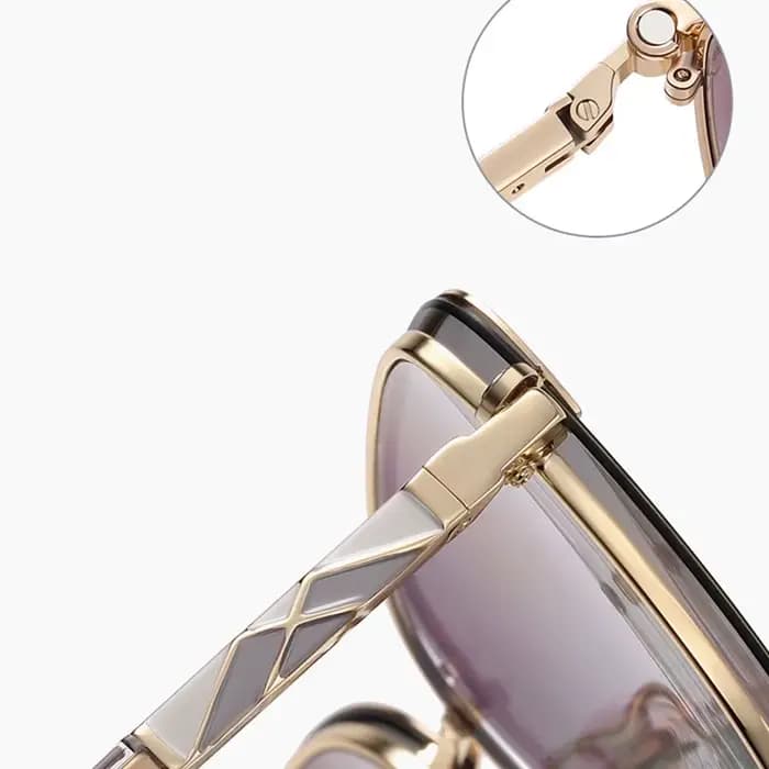 Nouvelles lunettes de soleil polarisées œil de chat en métal pour femmes