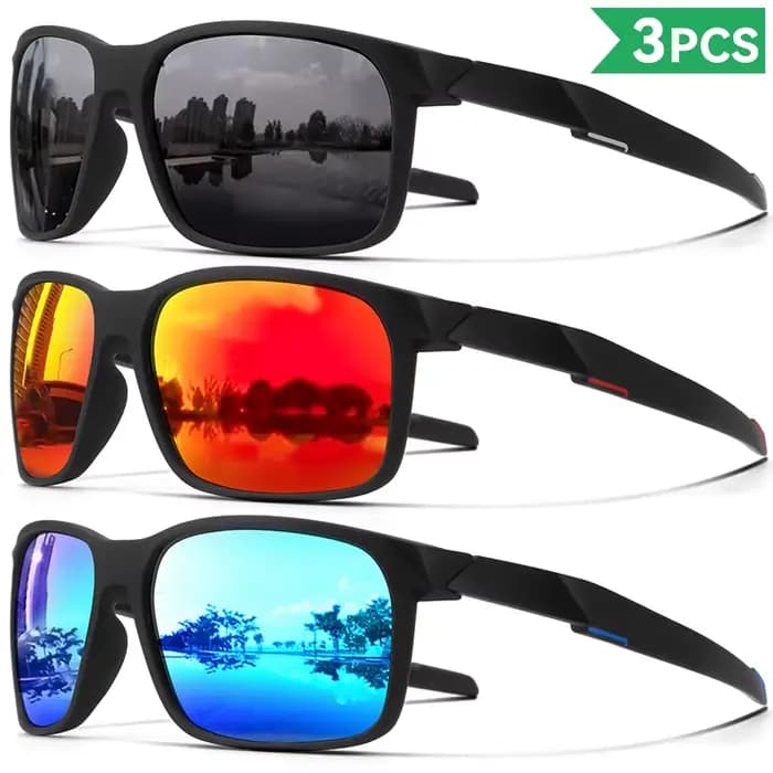 1 pièces/3 pièces lunettes de soleil polarisées carrées hommes femmes Film de couleur lentille