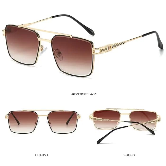 Lunettes de soleil tendance à double pont et bords coupés