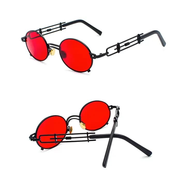 VIVIBEE Steampunk ovale petites femmes lunettes de soleil Punk or métal cadre refroidissement