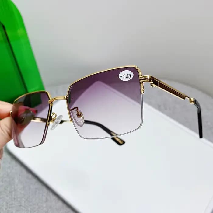 Nouvelles lunettes de myopie affaires demi-monture Anti lumière bleue