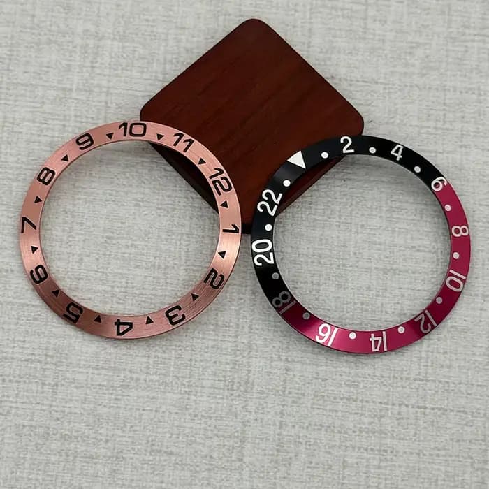 Bezel en aluminium biseauté de 38 mm pour montres SKX007 SKX009 série 150 GMT et de plongée, beze de remplacement pour mouvements NH35 et NH36