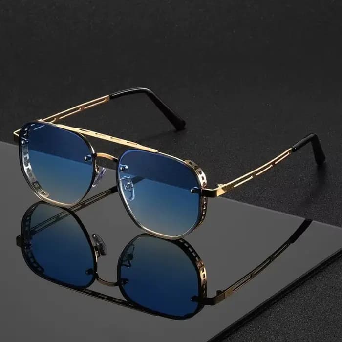 Lunettes de soleil classiques et tendance à double barre en métal