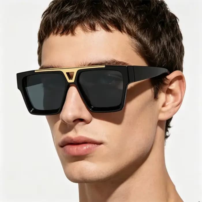 Lettre V lunettes de soleil pour femmes hommes mode rétro cadre carré conduite noir UV400 lentille