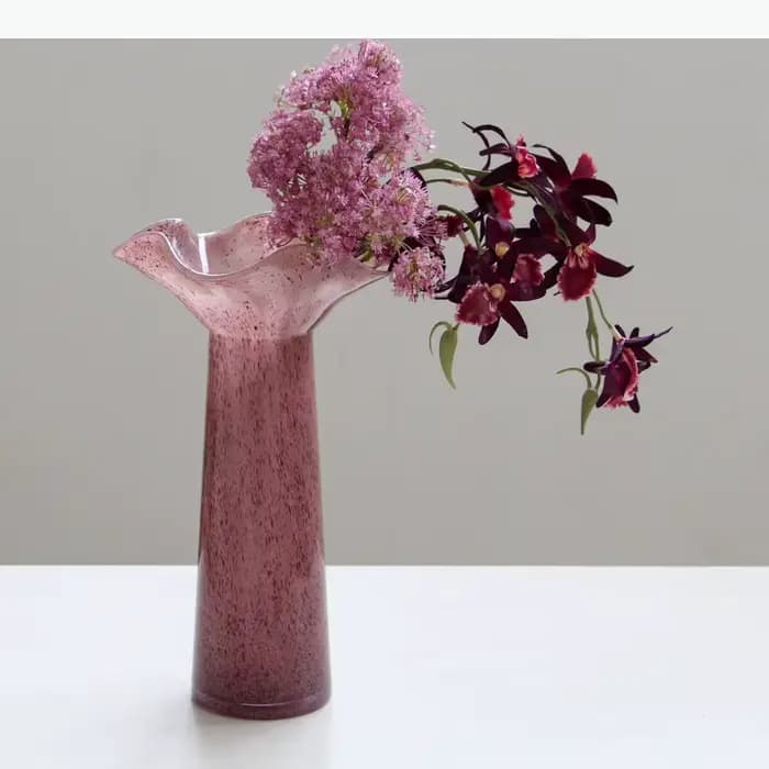 Vase en verre à bordure feuille de lotus, artisanat, pots à fleurs, décoration de table, arrangements floraux, vases floraux, décoration esthétique de la pièce