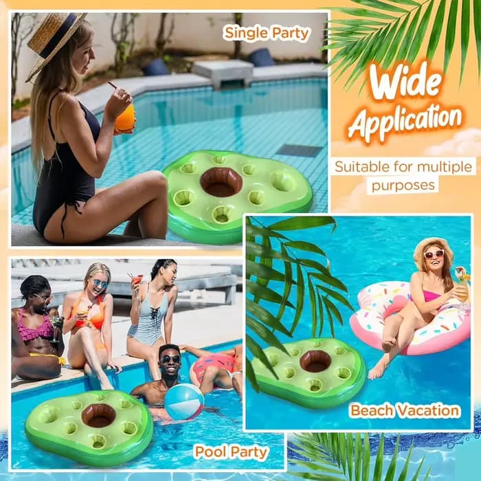 Porte-boissons flottant gonflable pour flotteur de piscine, accessoire de fête, flotteurs de tasse, décoration flottante de piscine pour adultes et enfants, plage