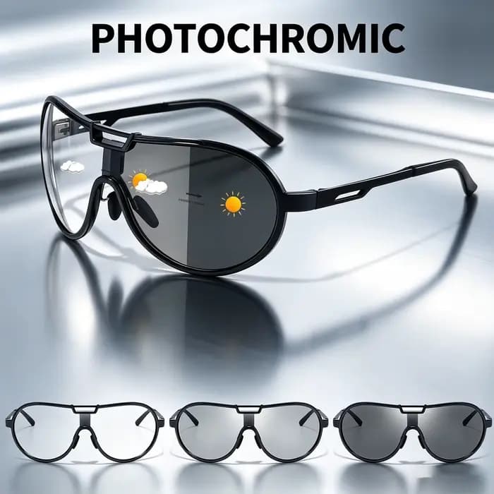 Lunettes de soleil photochromiques décontractées à grande monture