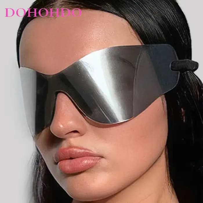 DOHOHDO rétro surdimensionné attaché corde lunettes de soleil pour femmes hommes marque Designe une pièce sans monture