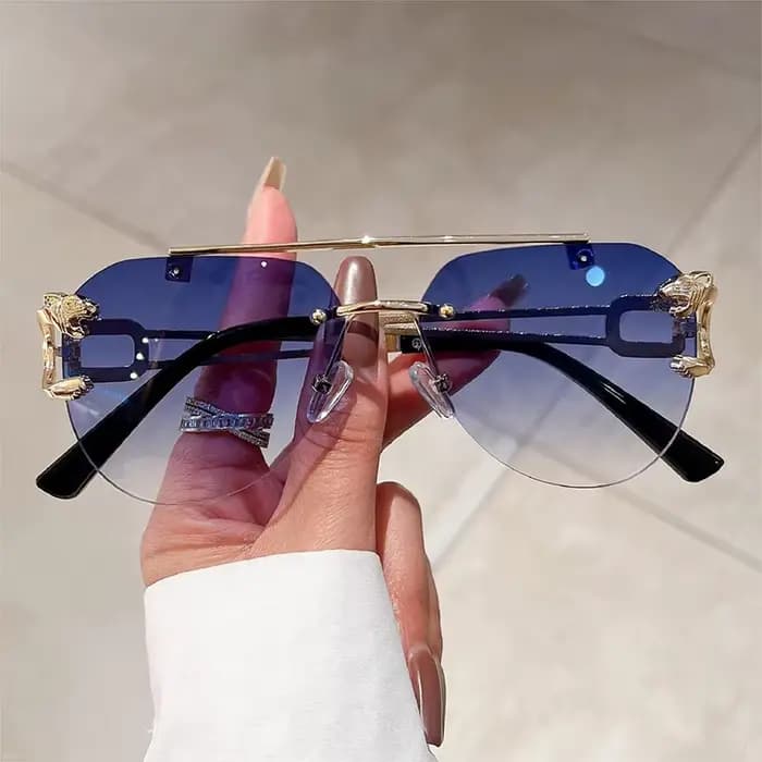 Lunettes de soleil vintage sans monture pour femmes
