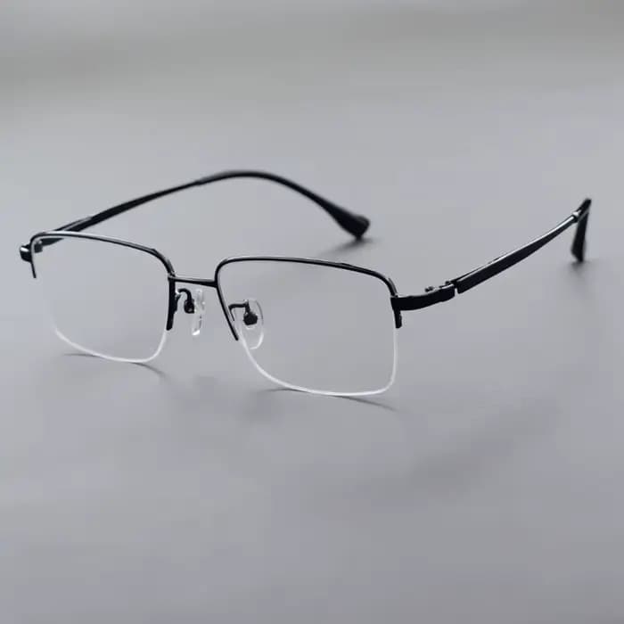 Monture de lunettes semi-cerclée en titane pour homme
