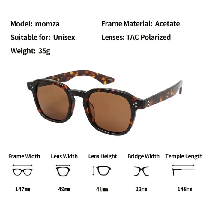 Lunettes de soleil polarisées de luxe MOMZA Style en acétate