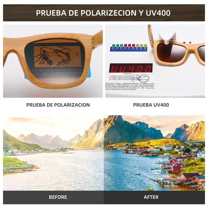 GM - Lunettes de soleil vintage en bambou et bois