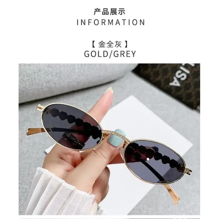 Femmes strass lunettes de soleil élégant ovale