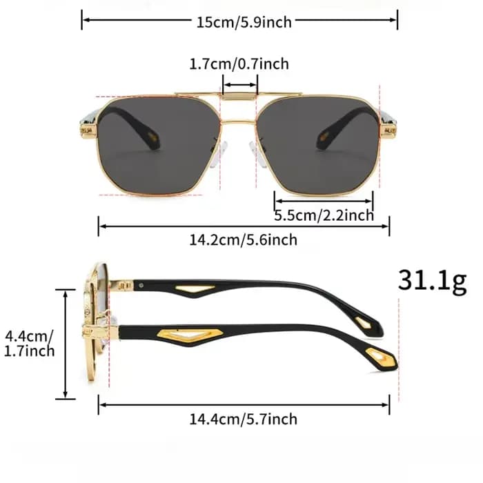 Lunettes de soleil carrées vintage pour hommes