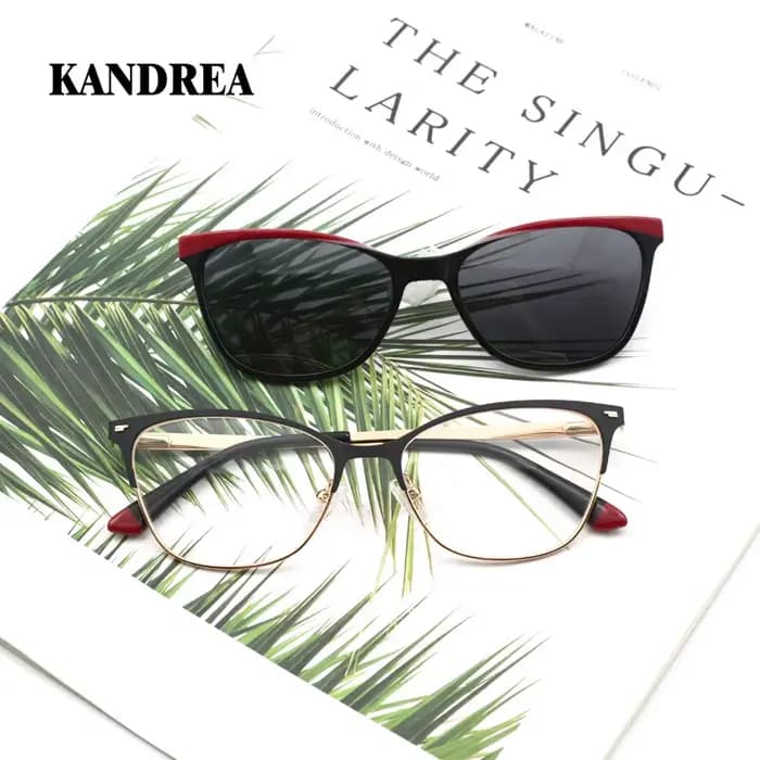 KANDREA 2 en 1 mode lunettes de soleil œil de chat femmes magnétique optique myopie