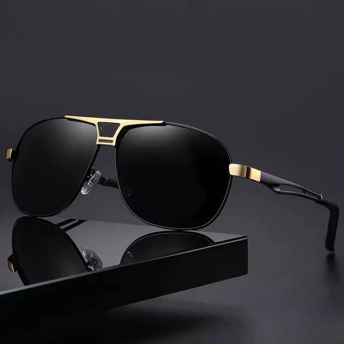 Lunettes de soleil pour hommes aviateur polarisé Protection UV Style militaire miroir en métal