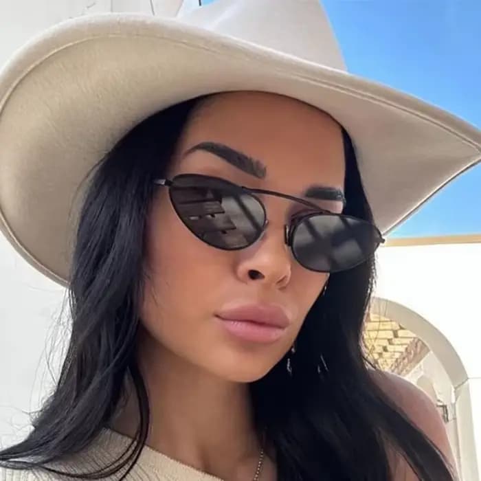 Designer Lunettes de soleil œil de chat à petite monture en métal pour femmes