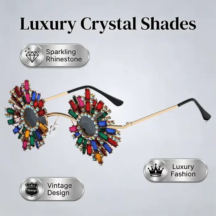 Lunettes de soleil de luxe style baroque en cristal