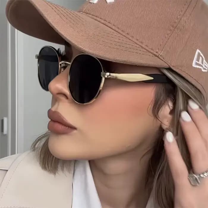 Lunettes de soleil rondes Vintage en métal pour femmes