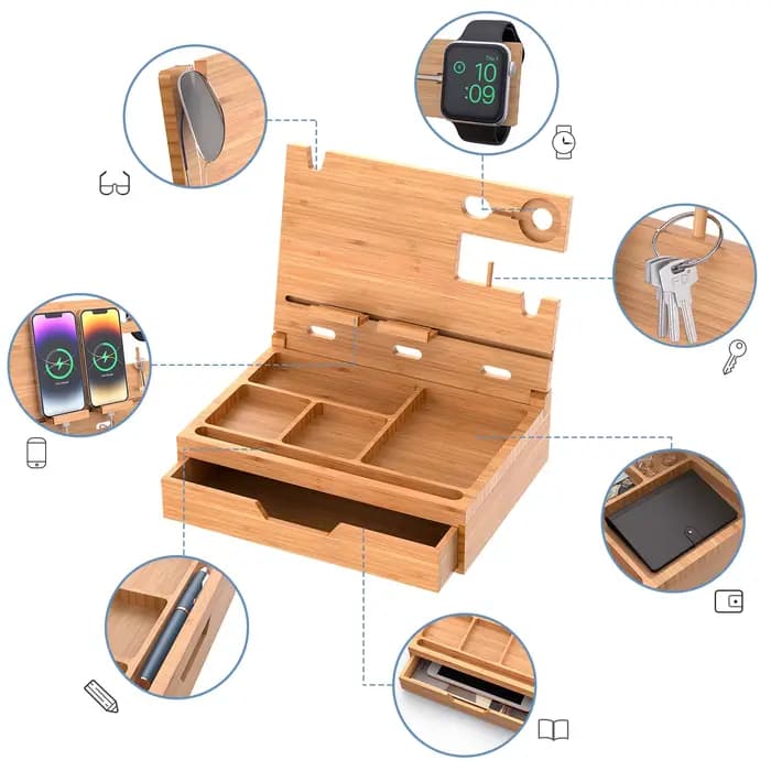Support portefeuille organisateur de Table de chevet organisateur de Table de chevet pour hommes support de téléphone portable pliable pour bureau