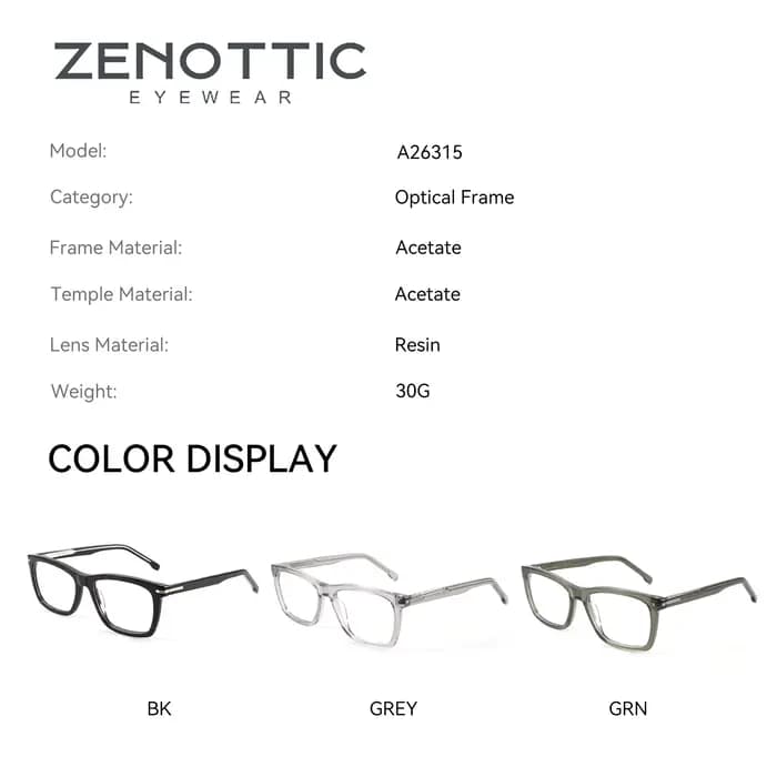 ZENOTTIC – lunettes de prescription pour hommes