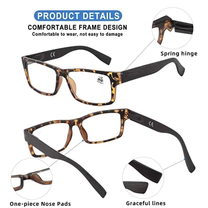 4 Pack nouvelle mode Imitation bois Design lunettes de lecture pour hommes haute qualité Rectangle cadre en plastique