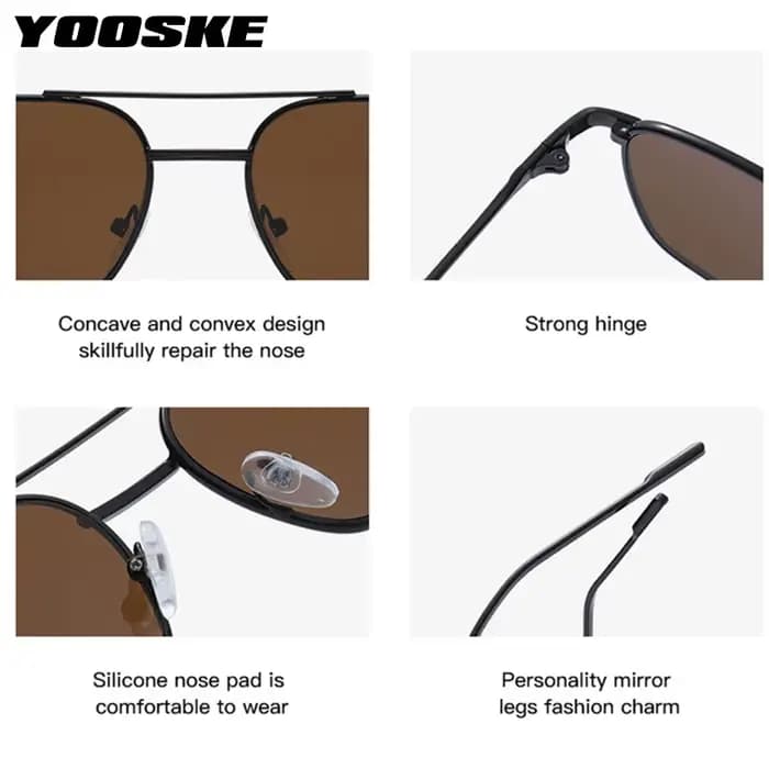 YOOSKE petite monture Double faisceau lunettes de soleil femmes hommes marque de mode concepteur métal carré