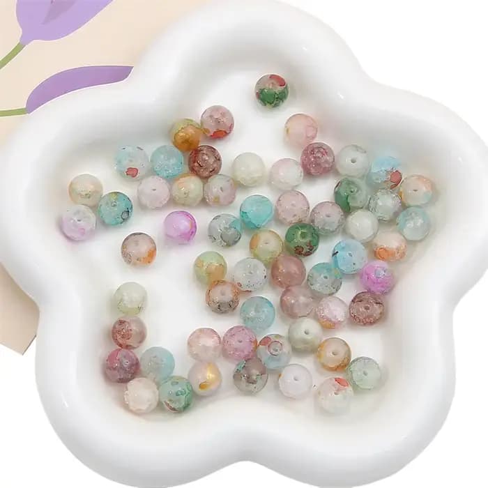 10 mm, 20 pièces/sac, éclats de verre et de jade avec perles mouchetées d'or, pleines de vitalité et perles dispersées uniques, pour bijoux DIY faits à la main