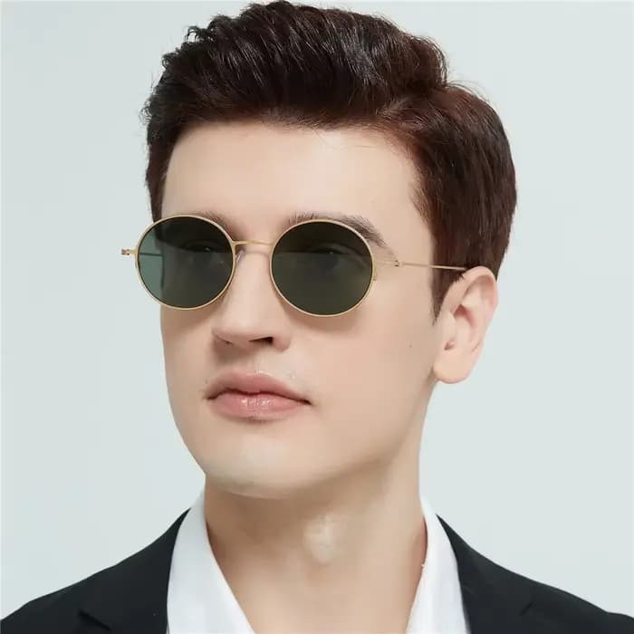 Hommes ronds pur titane lunettes de soleil femmes classique conduite