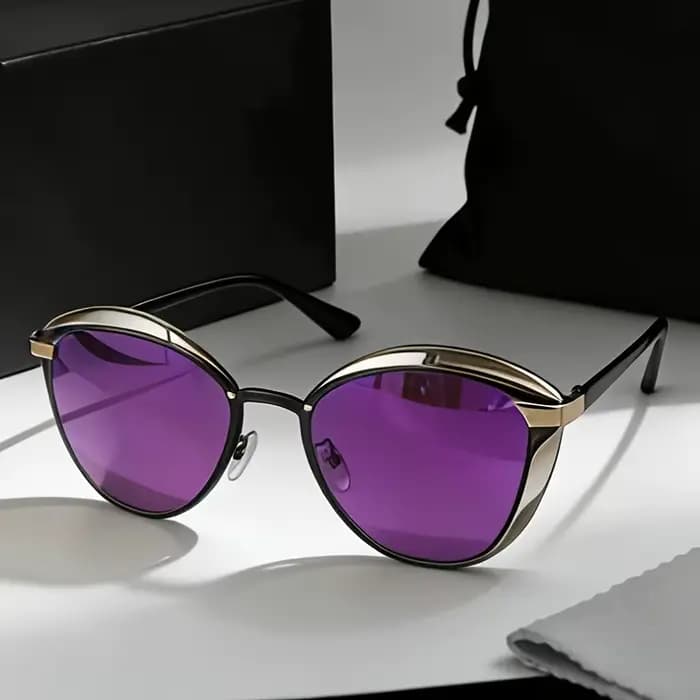 Lunettes de soleil papillon rétro classiques avec monture métallique unisexe
