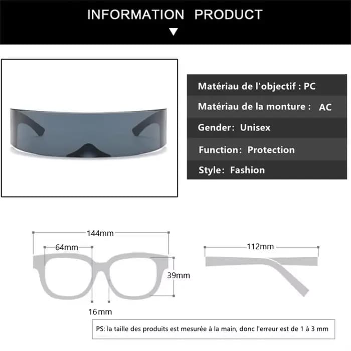 Future Cyberpunk Lunettes De Soleil Sans Monture Rétro