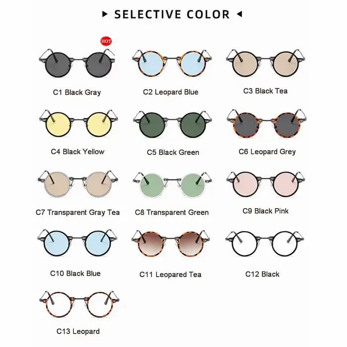 Lunettes de soleil rondes rétro pour hommes et femmes
