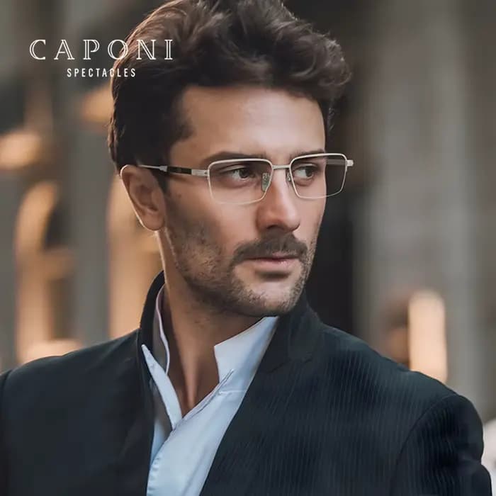 CAPONI Vintage hommes lunettes cadre pur titane acétate Anti lumière bleue luxe