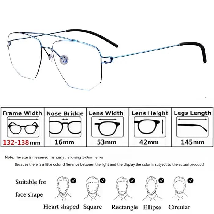 Danemark marque hommes lunettes carrées cadre Double faisceau titane