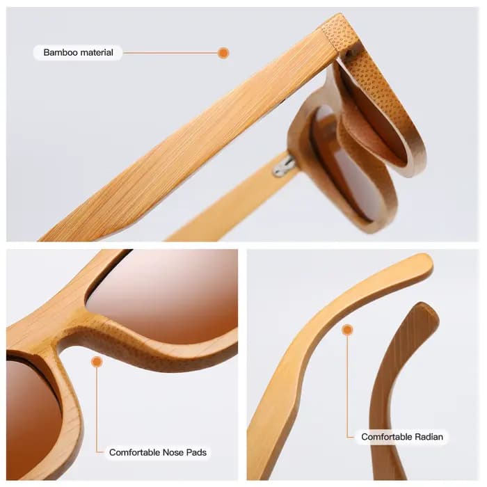 GM - Lunettes de soleil vintage en bambou et bois