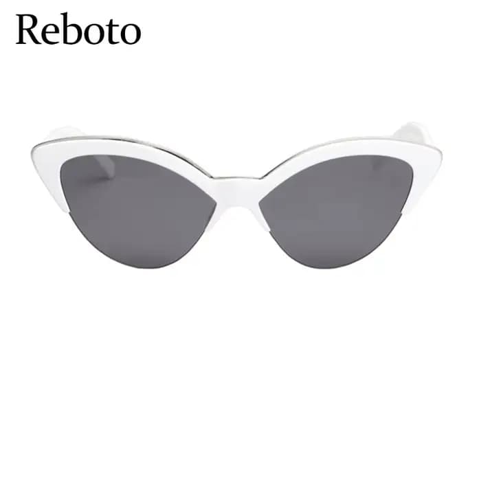 Lunettes de soleil œil de chat blanches vintage pour femmes