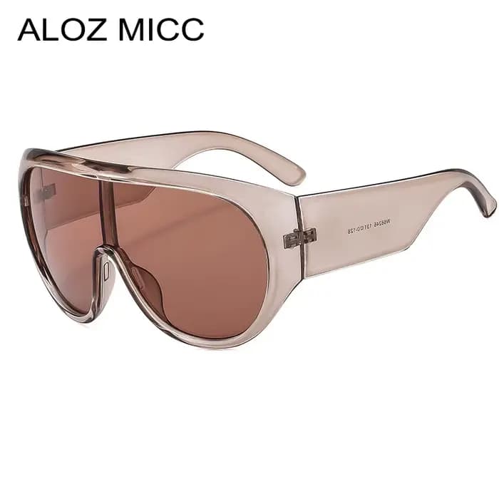 Lunettes de soleil pilote surdimensionnées de luxe unisexe rétro marron nuances UV400 Style Punk conception une pièce pour hommes et femmes