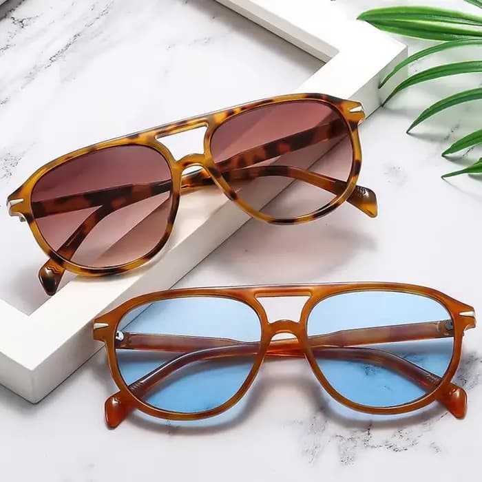 SO & EI rétro Double ponts pilote hommes Rivets lunettes de soleil marque de mode concepteur femmes luxe