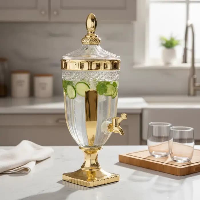 Distributeur de boissons en verre avec robinet, structure transparente, grande capacité, design vintage, pot à boissons facile à utiliser