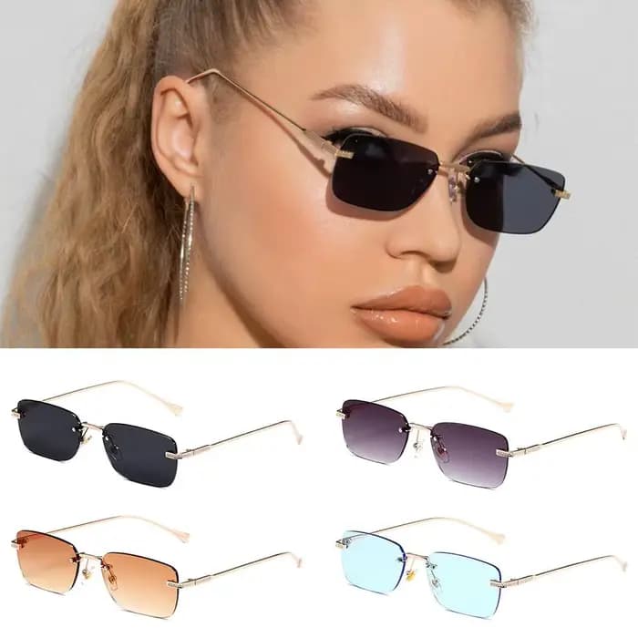 Lunettes de soleil carrées sans monture pour femmes