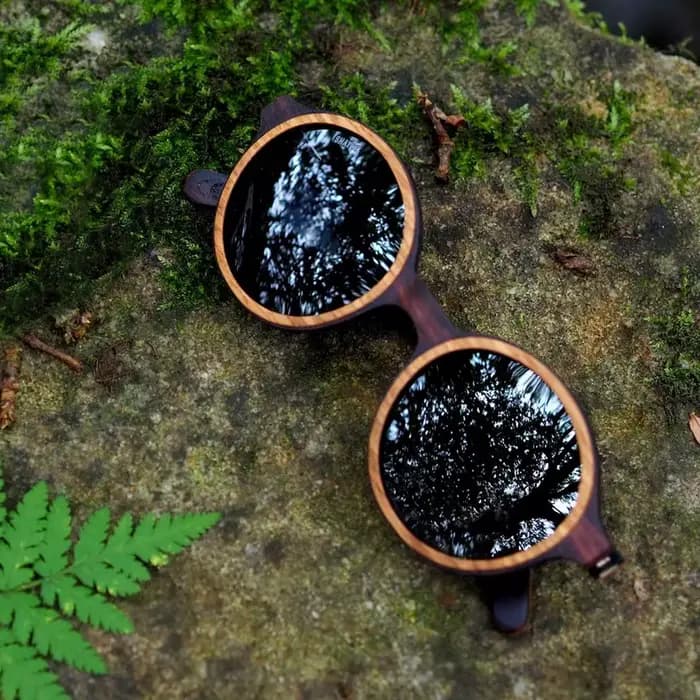 Lunettes de soleil rondes uniques en bois de deux tons pour hommes et femmes