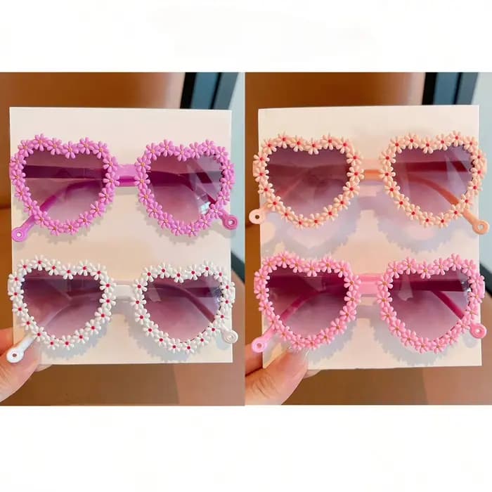 2/3/4 pièces mignon nouvelle fleur coeur mode lunettes pour cadeau de saint valentin