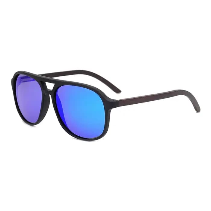 COIan-Lunettes de soleil carrées polarisées vintage en bois pour hommes