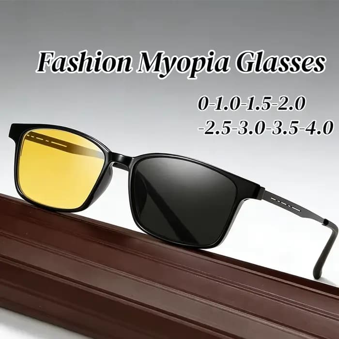 Lunettes de myopie photochromiques tendance à verres jaunes pour femmes et hommes