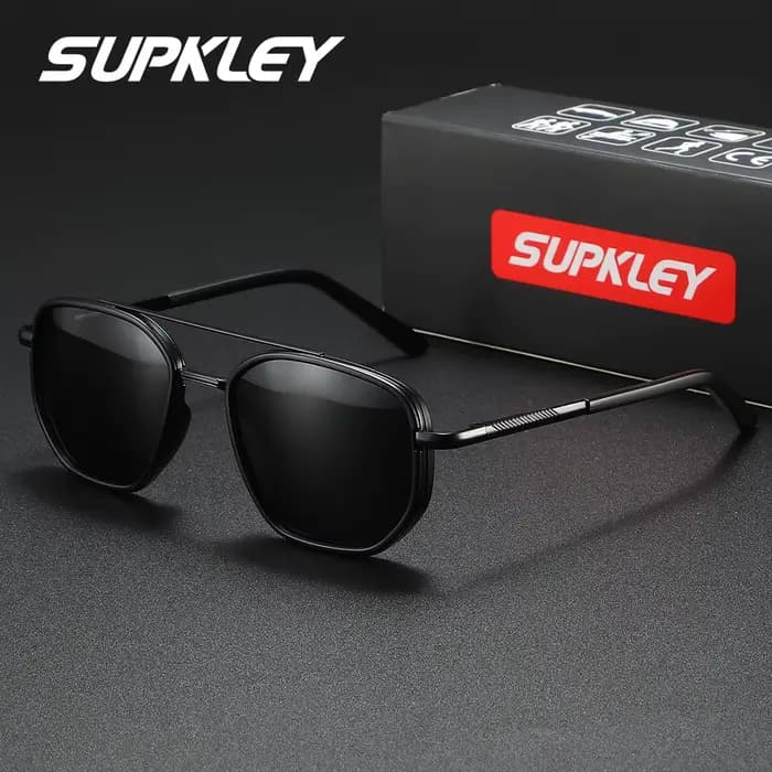 SUPKLEY Lunettes de soleil exquises avec monture rectangulaire et film polarisant pour une photographie polyvalente