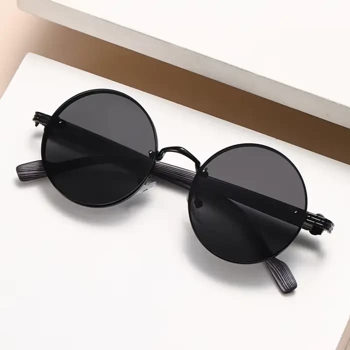Lunettes de soleil rondes vintage 2025 – Tendance classique dégradée pour l'extérieur – Design de marque de luxe – Monture métallique – 2453